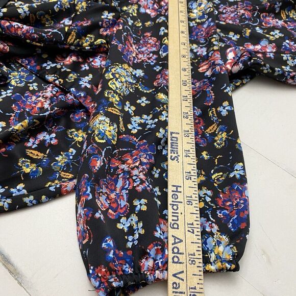 New SAM EDELMAN Black Mixed Floral Tiered Ruffle Wrap Maxi Dress Women's Sz 10 - Picture 12 of 12